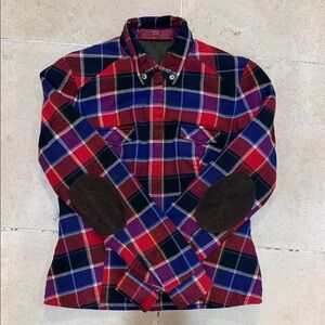 Authier Plaid Teddy Jacket - Red and Blue